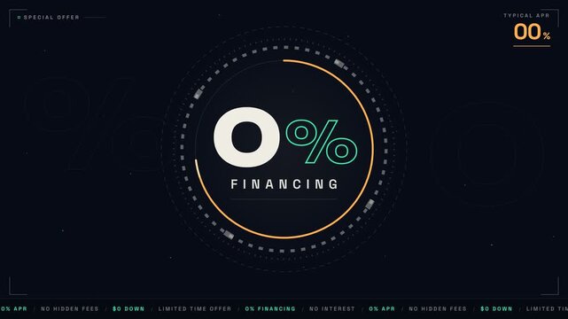 Zero Percent Financing Special Offer Minimalist Motion Graphic Animation