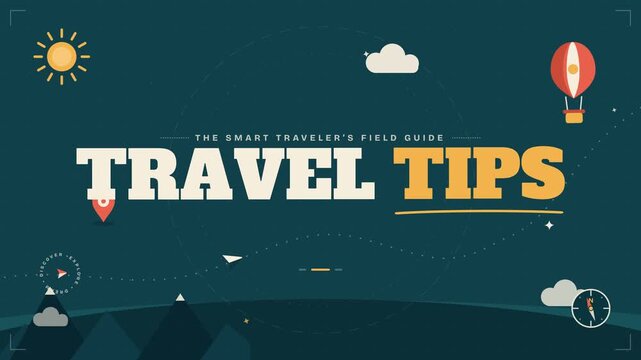 Animated Travel Tips Field Guide Infographic with Icons and Landscape Graphics