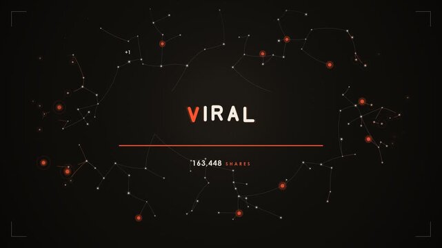 Viral social media share counter and constellation network data animation