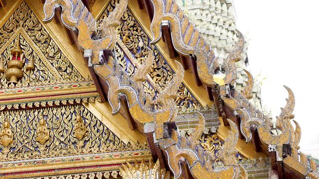 Ornate Golden Pediment at Wat Phra Kaew in Bangkok Thailand