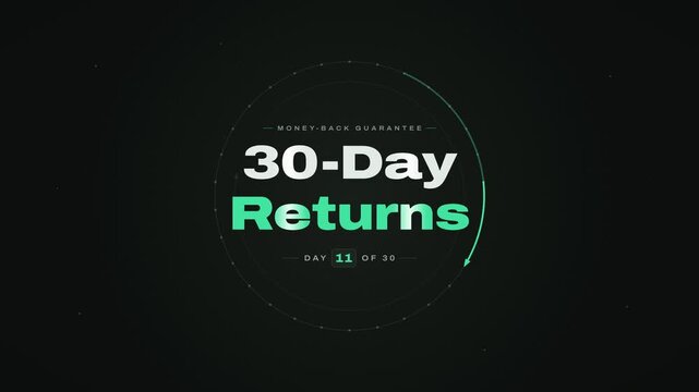 30 Day Money Back Guarantee Returns Policy Animation with Circular Progress Bar
