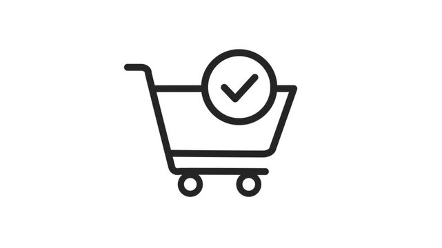 Shopping cart with checkmark vector icon e-commerce symbol