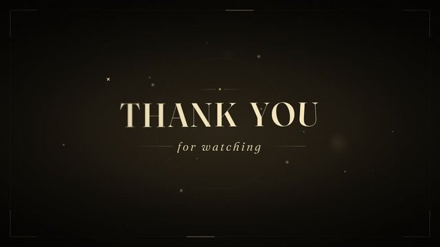 Cinematic gold thank you for watching video outro motion graphics dark background
