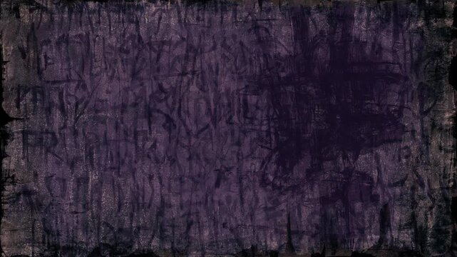 Dark Occult Abstract Grunge Background with Torn Ancient Scroll Paper, Dusty Ash Textures and Chaotic Purple Scribbles