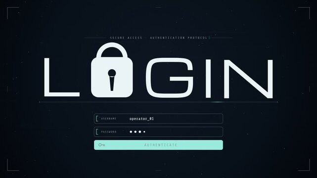 Secure login authentication protocol interface with password entry and padlock