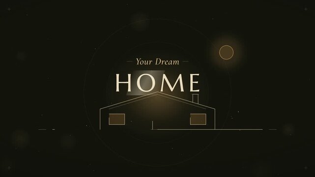 Architectural Line Drawing Animation of House Blueprint with Your Dream Home Text