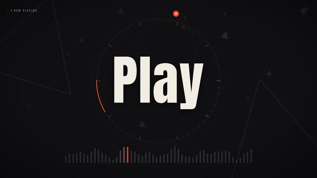 Futuristic cyberpunk music player audio visualizer interface animation with play button