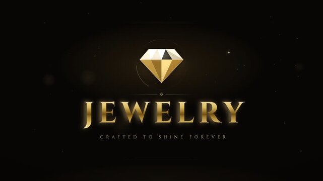 Luxury Jewelry Brand Logo Animation With Diamond And Glowing Golden Sparkles