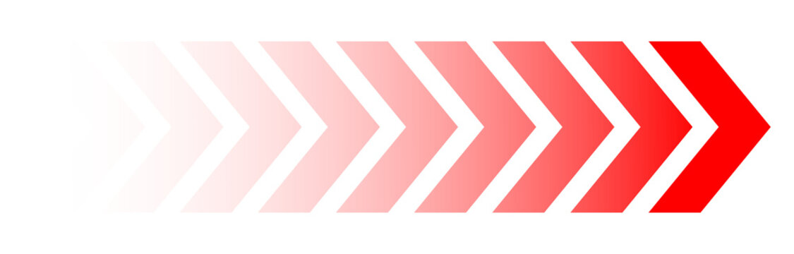 Red Abstract Chevron Arrow Directional Motion Graphic on Transparent Background