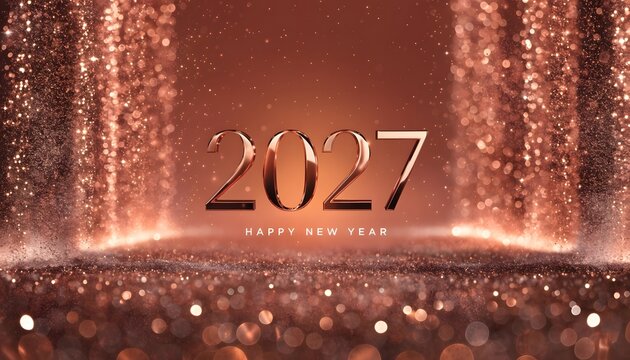 Happy new year 2027 bronze sparks aesthetic.