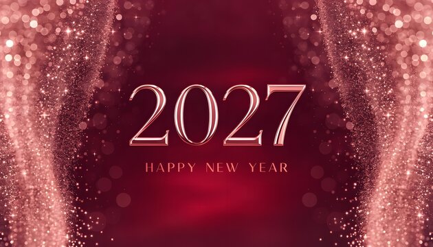 Rose gold 2027 new year festive banner.