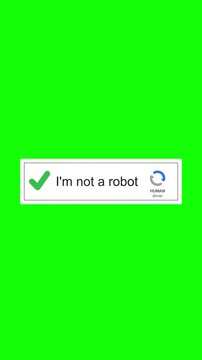 Captcha verification checkbox showing I am not a robot on green background.