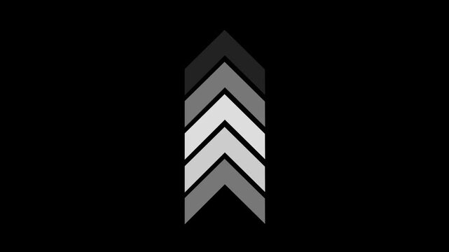 Minimalist animated upward pointing arrow on solid black background, for user interface, digital navigation, web, scrolling, and interactive, media for modern, app development