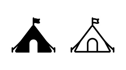 Camping tent with flag vacation badge in black and white style © MdDelowar