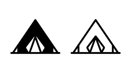 Camping tent shelter travel symbol in glyph and outline design © MdDelowar