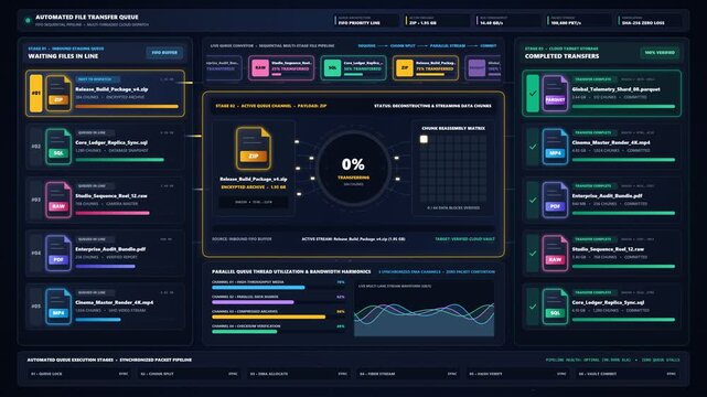 Automated Digital Files Transferring In A Sequential Cloud Data Queue Pipeline