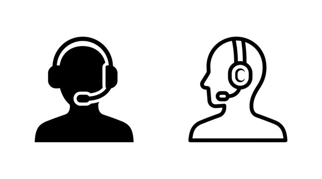 Customer support representative profile icons with headset