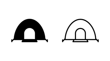 Camping tent icons for outdoor adventure and travel © MdDelowar