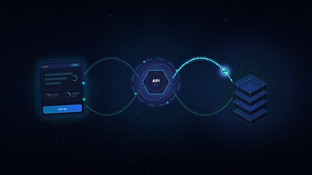 Client Application To Cloud Server API Request And Response Data Flow Seamless Loopable Animation