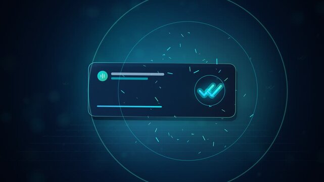 Double checkmark message delivery status confirmation with glassmorphism UI animation