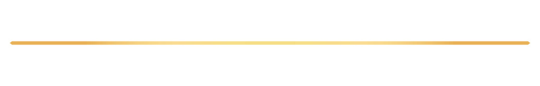 Golden Gradient Line Divider Isolated on Transparent Background
