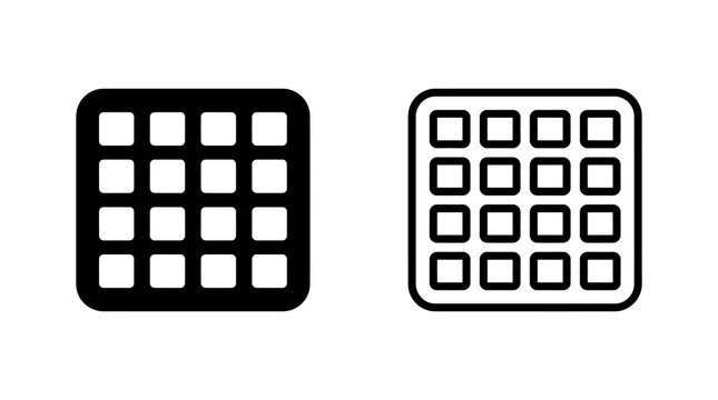 Waffle pattern square tile grid shapes with interface geometry structure