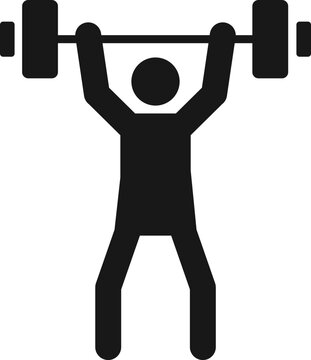 Exercise Icon, Weightlifting Athlete Glyph