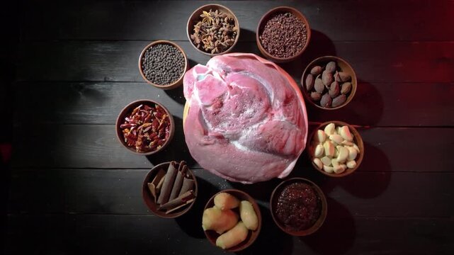 Preparing Meat with Ingredients for Cooking Recipe