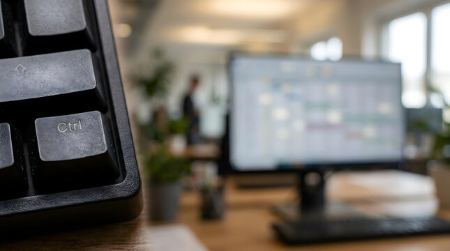 Modern sleek workspace featuring a Gantt chart on screen with blurred project management tools, concept for agile workflows, task scheduling, and corporate efficiency