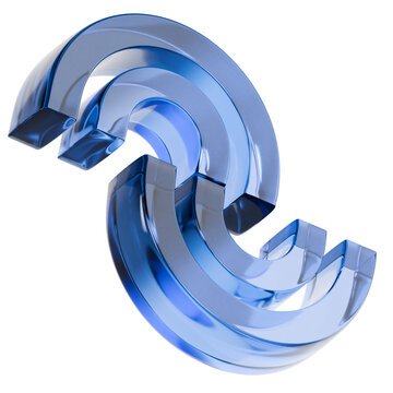 Curved Glass Spiral 3D Illustration