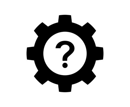 Black Gear with Question Mark Icon 