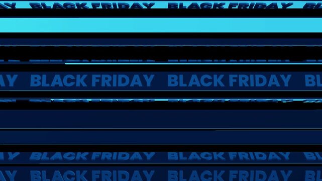 Dark blue ribbon caution tape with cyan Black Friday text overlay on transparent background for shopping promo