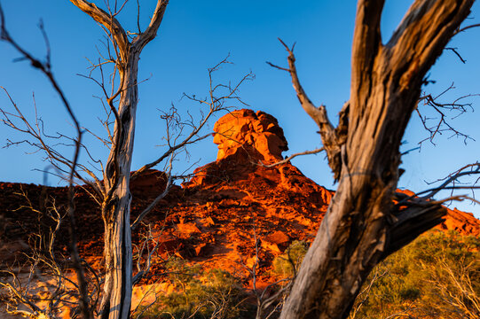 Landscape with Red rocky outcrop at Sunset