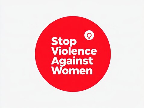 Stop violence against women red awareness logo Vector