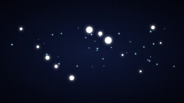 bright glowing white dots arranged like stars forming a constellation pattern against a dark navy blue night sky background