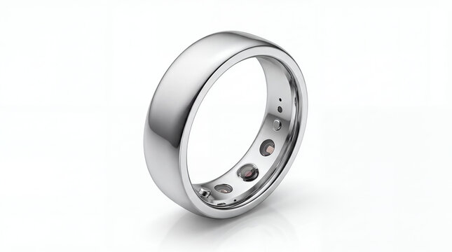 Silver Smart Ring with Integrated Health Sensors