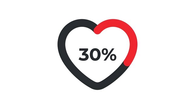 Heart progress bar showing thirty percent filled