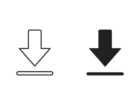 Vector download arrow save icon set flat design illustration