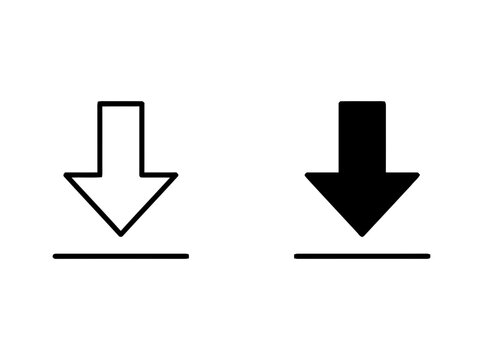 Vector download arrow save icon set flat design illustration variant 2