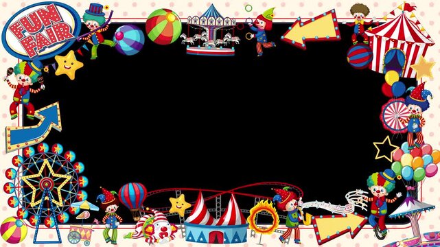 Cartoon Fun Fair Amusement Park Animated Frame Border Loop