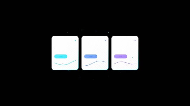 Set of Minimal Dashboard Analytics Card Components for UI UX Web Design Interface Transparent Background with Alpha Channel