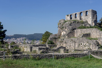 View of the ancient, urban ruins of the castle in the city of Ioannina (Epirus, Greece) on a sunny autumn day © TETYANA