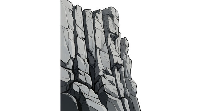 Comic cartoon style rock cliff formation wall vector illustration isolated on transparent background