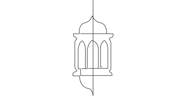 Animated Self-Drawing of Elegant Islamic Ramadan Lanterns in Continuous Line Art Style