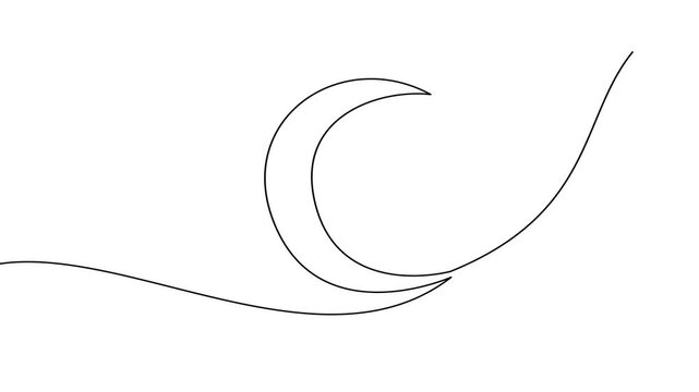 Continuous Line Drawing Animation of Islamic Lanterns and Crescent Moon for Ramadan and Eid