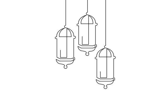 Continuous Line Drawing Animation of Islamic Lanterns for Ramadan and Eid Celebrations