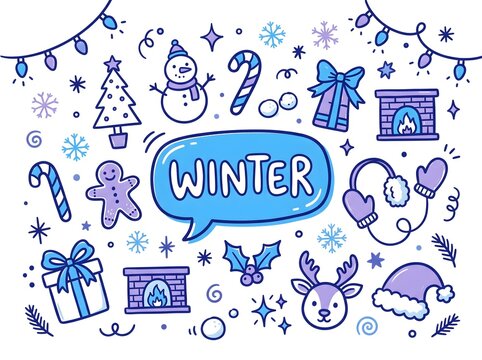 Winter Doodle Icon Set