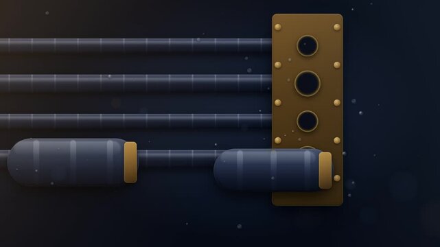 Undersea cable landing station with brass bulkhead glands, seamless loop 4K