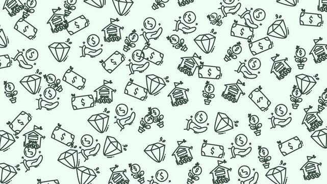seamless pattern with banking wealth symbol finance video animation