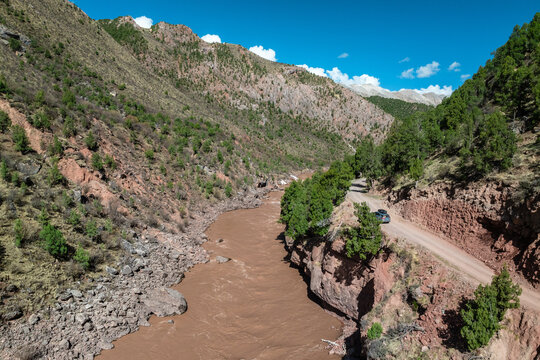 Aerial natural scenery of the Zha Qu River in Angsai Grand Canyon, Zaduo, Yushu, Qinghai Province, China